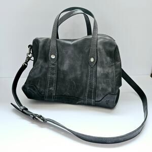 FRYE Melissa Grey Genuine Leather Satchel Bag, Removeable Shoulder Strap, Purse